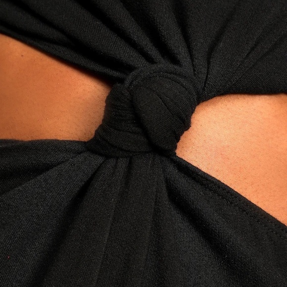 Black Long Sleeve Cutout Wide-Leg Jumpsuit - Picture 3 of 5